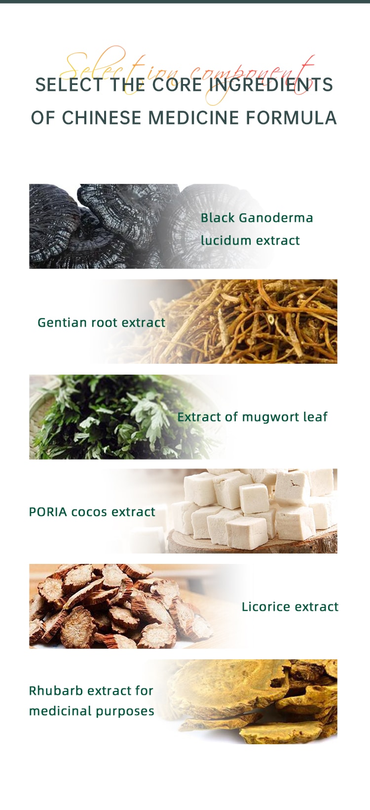 Selection of core ingredients Chinese medicine formula: black ganoderma extract, gentian root extract, mugwort leaf extract, poria cocos extract, licorice extract, medicinal rhubarb extract,special stickers for weight lossing, restoring your charming curves, losing weight easily, and looking exquisite.